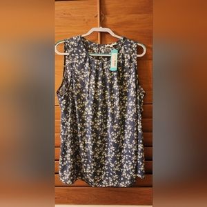 Woman's pleated neck sleeveless blouse 2x